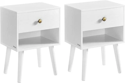 Bedside Tables Set of 2 Side Table with Storage Drawer and Open ShelfSolid