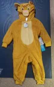 Disney Store Simba The Lion King Costume Plush Pajama Unisex Bodysuit Kids Sz 2