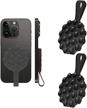 2Pcs Suction Cup Phone Case Mount Double-Sided,Anti Slip Hands Free Silicone Suction Phone Grip Compatible,Silicon Sticky Phone Stand,Mobile Fidget Mirror Holder for Selfies and Videos (Black)