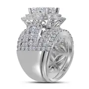14k White Gold Princess Diamond Bridal Wedding Ring Set 4-1/2 Cttw