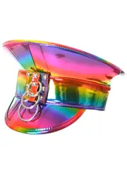 Metallic Rainbow Vinyl Peaked Festival Hat