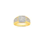 9ct Gold 1.25ct Lab Grown Diamonds Solitaire Centre Halo Gents Ring