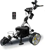 All in ONE 2025 New Model Remote Control Golf Buggy Electric Golf Trolley with Dual Motors, USB Charger, Seat-Silver