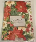 Jacquard Tablecloth 60"x84" Oval,Christmas POINSETTIA Flowers,Festive Holiday~BM