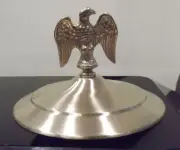 BRASS TOP CAP LID + EAGLE FOR 2 WHEEL COFFEE GRINDER 6 1/4" ID dia.