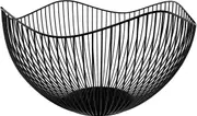 Wire Fruit Basket, Black Fruit Bowl for Kitchen Counter, Wave Fruit Basket Serving Bowl Wire Fruit Dish for Fruits and Veggies