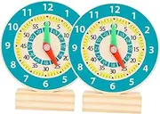 KOMBIUDA Number Clock Toys for Boys and Girls 2pcs Wooden Clock Teaching Digital Cognition Toy Safe Design for Toddlers