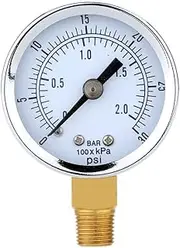 Voniecop Pressure Gauge - 0-30 psi 0-2 bar Mini Dial gauge compressor meters hydraulic pressure gauge Gage double scale Black
