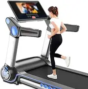 Treadmills,Foldable Electric Treadmill Indoor Ultra-Quiet Walking Machine Sports Fitness Equipment,1-14.8Km/H,Slope 0-15 ° Adjustable,Heart Rate Detection Function