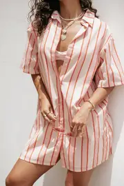 [PUP3] Norah Mini Dress - Pink Stripe XS Pink
