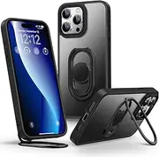 [SHIELDS UP] for iPhone 14 Pro Max Case with Stand, Phone Case Clear with Double Ring Holder [Adjustable & Foldable] Shockproof Protective Matte Cover for iPhone 14 Pro Max 6.7 inch - Frosted Black