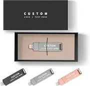 Personalized Swivel OTG USB Flash Drive, 50 Pack Custom 3-in-1 Multifunctional Thumb Drive USB 3.0 Memory Stick, Ideal for Corporate Gifts and Business Promotional Giveaways (16 GB,with Gift Box)