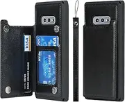 Cavor PU Leather Wallet for Samsung Galaxy S10e Case Flip Magnetic Clasp Back Cover Shockproof Soft TPU Phone Cases with Lanyard & Card Slots Holder & Kickstand Protective Case-Black