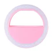 Portable Clip-on Mini LED Ring Selfie Self-portrait Supplementary Fill-in Lighting Light for iPhone Blackberry Samsung HTC Smartphone pink