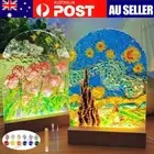 Glass Painting LED Night Light DIY Flower Bedside Table Sleep Lamp Home Decor AU