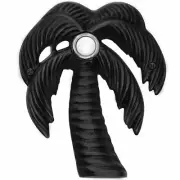 Doorbell Large Palm Tree Beach House Black Push Lighted Button Solid Brass
