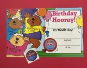 Vintage Trend Scratch & Sniff Award Certificate Birthday Hooray & Sticker 1987