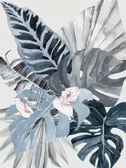 Tropical Leaves Blue II Poster