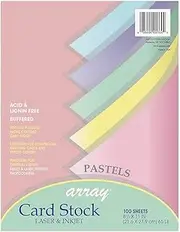 Pacon Array Card Stock Card Stock, 8 1/2 inches x 11 Inches, Pastel Assortment, 100 Sheets (101315), Assorted Pastel