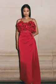 Rosette Corset Lace Up Back Maxi Dress