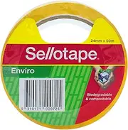 Sellotape Enviro Tape, Biodegradable and Compostable, Non-Static for Easy Handling, Ideal for Gift Wrapping and Office Use, Includes 24mm x 50m Tape Roll - 6 Pack