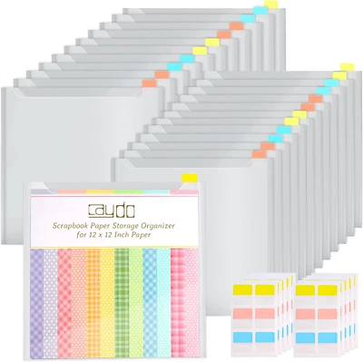 Caydo 24 Pieces Scrapbook Paper Storage Organizer, 12 x 12 Inch Scrapbook Pap...