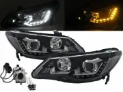 CIVIC MK8 05-11 4D LED Bar D2S Bulb W/S Ballast Headlight Black EU for HONDA LHD