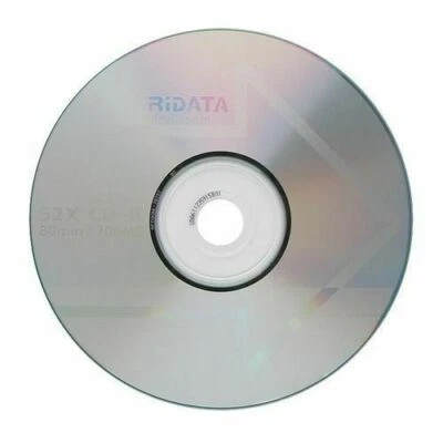 25 RIDATA Blank 52X CD-R CDR Branded Logo 700MB Media Disc in Paper Sleeve