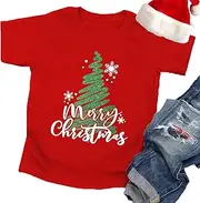 [CAZYCHILD] Christmas Tree Shirts Toddler Boys Girls Christmas Tshirts Xmas Short Sleeve Graphic Tees Holiday Tops