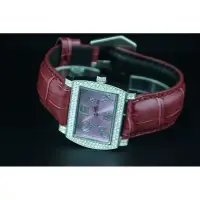 在飛比找蝦皮購物優惠-庫存出清台灣本地品牌joe水晶鑽石英錶24mm紫色鱷魚皮压紋