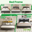 Queen Double Size Wooden Bed Frame Mattress Base LED Lights Headboard Platform