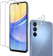 [2+2] Screen Protector + Camera Lens Protector for Samsung Galaxy A15,Electro-weideworld [Scratch Resistant] High Definition Camera Tempered Glass for Samsung Galaxy A15, Clear