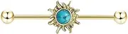 [Niaspi] Turquoise Sun Industrial Barbell Cartilage Earrings for Women Men Unisex 14G Surgical Steel Industrial Piercing Jewelry Blue Sun Birthstone Bohemian Beads Industrial Bar 38mm, Metal, No