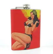 Flask 8oz Stainless Steel Sexy Pinup Girl Design 108 Drinking Whiskey