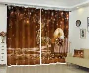 3D Yellow Antelope O03 Christmas Photo Curtain Printing Fabric Window An