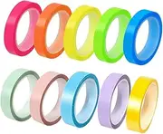 JIHUOO 10 Rolls 8mm Highlighter Tape Strips Book Annotation Tape Thin Transparent Colored Tape Clear Colored Plastic Tape Sticky Notes Page Markers for Students Teachers