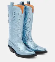[Ganni] Ganni Embroidered metallic cowboy boots AU 6 blue