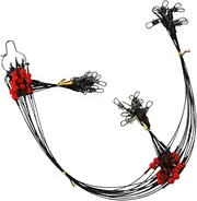JSHANMEI 12pcs/lot Stainless Steel Wire Fishing Leaders with Swivels Snaps Beads High-Strength Fishing Wire Rigs Fishing Trace Lures Steel Wire Leader Spinner Fishing Line Tackle