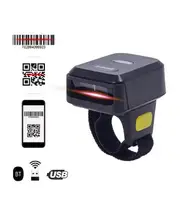 2D Barcode Scanner Portable Finger Handheld Wearable Ring 1D 2D Bar Code Reader BT+2.4G Wireless for Windows PC Computer 2D