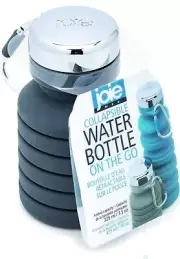 Joie Collapsible Water Bottle On The Go Gray Silicone BPA Free 16oz. Reusable