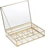 yuksok Glass Jewelry Box Trinket Organizer Protective Elegant Display Case Keepsake Box Jewelry Organizer for Watches Earrings Rings, Large