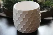 Bee Honeycomb White Embossed Utensil Holder Planter Ceramic Container