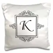 3dRose Initial letter K personal monogrammed fancy black and white typography el