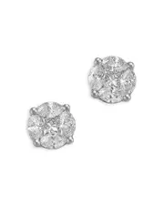Bloomingdale's Fine Collection Diamond Marquise & Princess Cluster Stud Earrings in 14K White Gold, 0.75 tcw