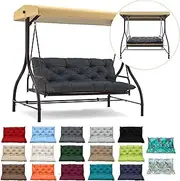 RUFXIEZW Replacement Cushions for Swing, Waterproof Porch Swing Cushion, 2-3 Seat Replacement Swing Seat Cushion with Backrest and Ties for Patio Backyard Porch Garden(Dark Grey 40 * 60 in)