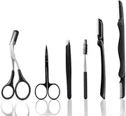 Eyebrow Razor,6 in 1 Eyebrow Scissors,Tweezer, Eyebrow Razor, Shaping Scissors & Brush for Women, Eyebrow Grooming Set for Women and Men