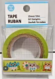 1 Roll Washi Tape OWL PATTERN For Scrapbooking and Crafting - 15mm/10m NEW