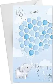 Widdle Gifts New Baby Money Wallet with Silver Foil Wording and Envelope Welcome Baby Boy, Blue, 17cm, Contemporary