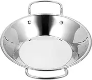 CRILSTYLEO Stainless Steel Cooking Wok with Double Handles Non Magnetic Food Wok for Kitchen Heat Resistant Cookware for Home Cooking and Preparation