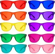 Color Therapy Mood Glasses (10 Pack) by Purple Canyon | Light Therapy Chakra Healing Glasses Chromotherapy Color Tinted Lenses Relaxing Glasses